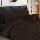 3 Pcs Pintuck Duvet Set - Chocolate